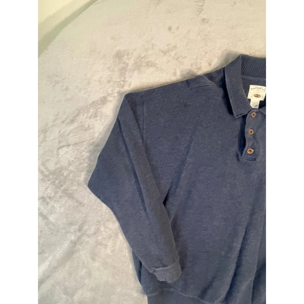 Original Island Sport Mens Blue Cotton‎ Long Sleeve quarter button Marlin